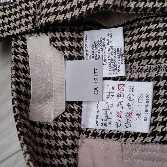 maxmara cotton linen houndstooth skirt size 11 - Picture 7 of 8